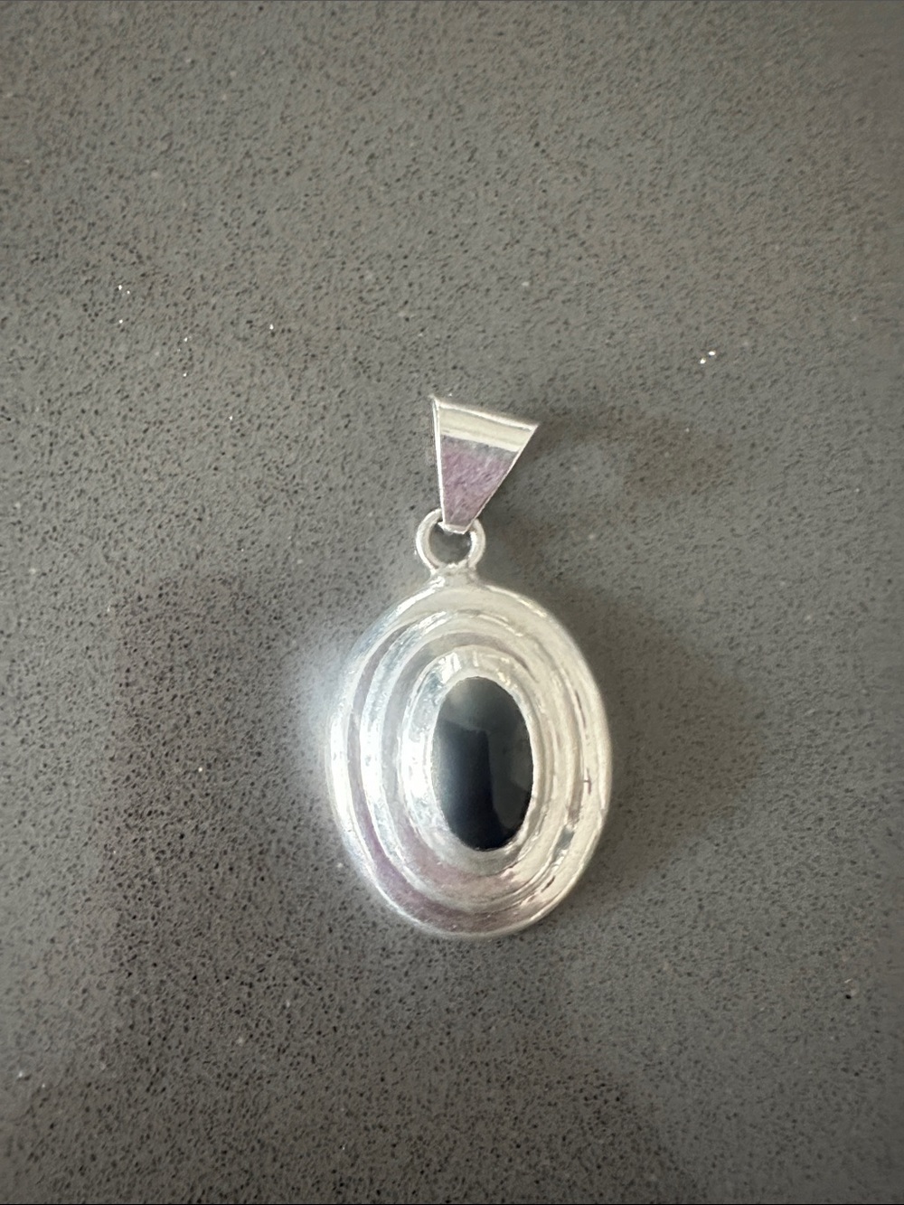 Sterling Silver Black Onyx Oval Pendant